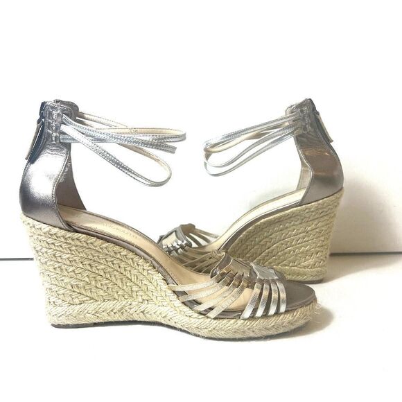 Enzo Angiolini Platform Wedges Ankle Strap Open Toe Sandals Metallic Womens 8.5M - Picture 5 of 14